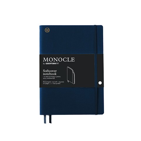 Notebook B Monocle Softcover Numbered Pages Navy Dotted