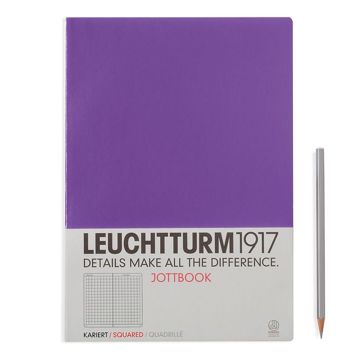 Jottbook Master (A4), 60 numbered pages, 16 perforated pages, Lavender, squared
