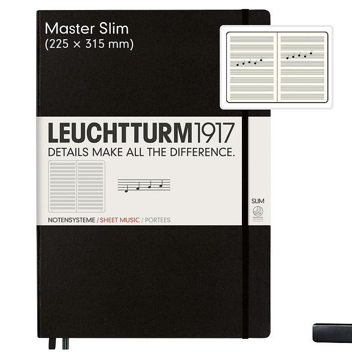 Notebook Master Slim (A4+), Hardcover, 123 numbered pages, Black