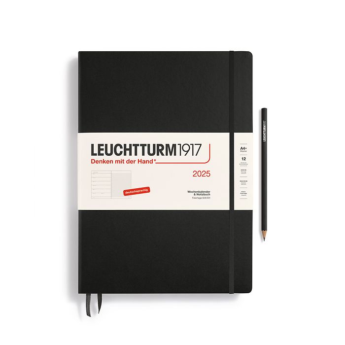 Weekly Planner & Notebook Master (A4+) 2025, Black, German