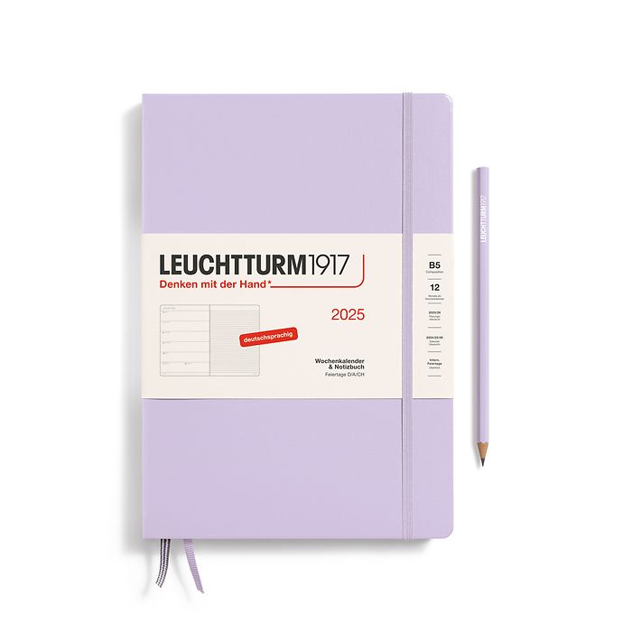 Weekly Planner & Notebook Composition (B5) 2025, Lilac, German