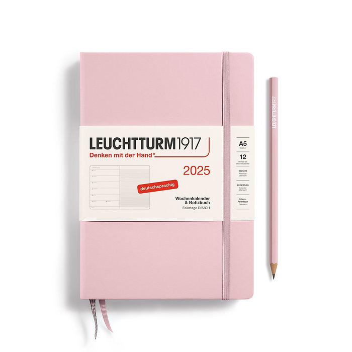 Weekly Planner & Notebook Medium (A5) 2025, Powder, German