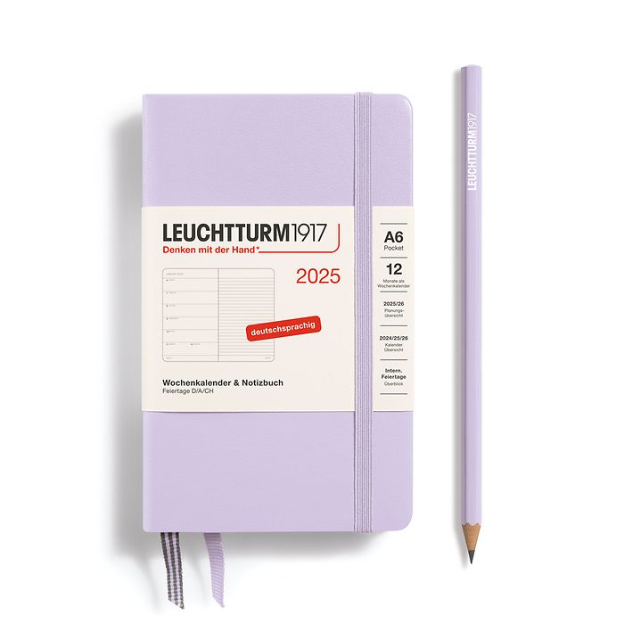 Weekly Planner & Notebook Pocket (A6) 2025, Lilac, German