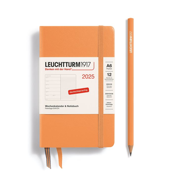 Weekly Planner & Notebook Pocket (A6) 2025, Apricot, German