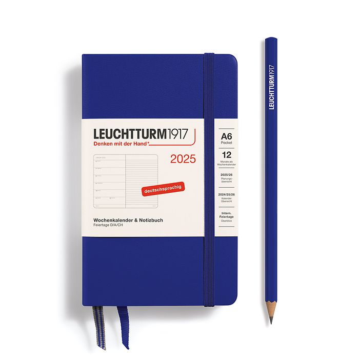 Weekly Planner & Notebook Pocket (A6) 2025, Ink, German