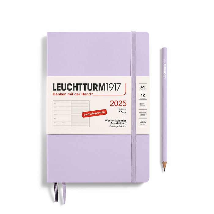 Weekly Planner & Notebook Medium (A5) 2025, Softcover, Lilac, German