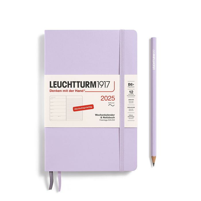 Weekly Planner & Notebook Paperback (B6+) 2025, Softcover, Lilac, German