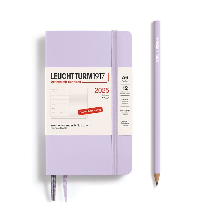 Weekly Planner & Notebook Pocket (A6) 2025, Softcover, Lilac, German