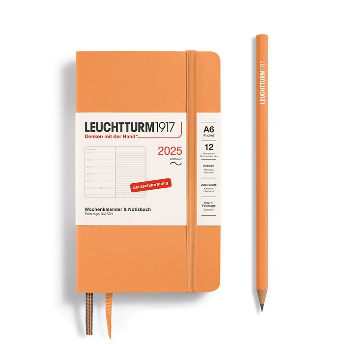 Weekly Planner & Notebook Pocket (A6) 2025, Softcover, Apricot, German