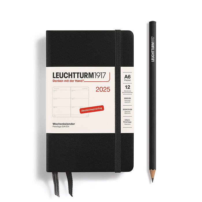 Weekly Planner Pocket (A6) 2025, Black, German