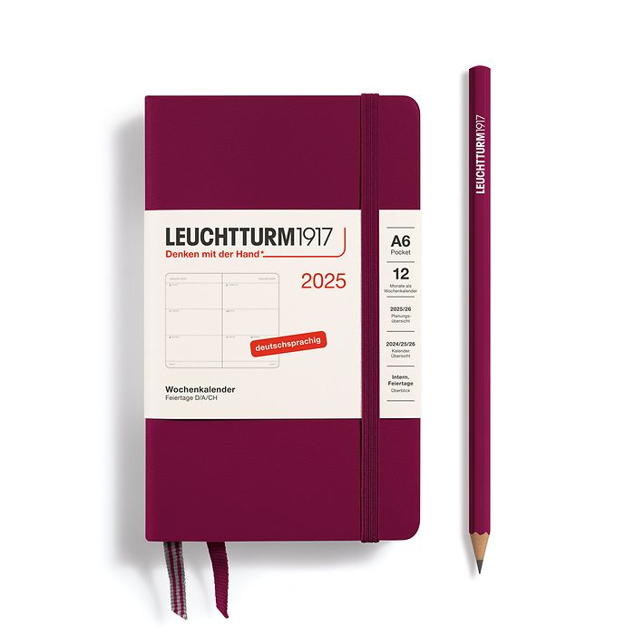 Weekly Planner Pocket (A6) 2025, Port Red, German