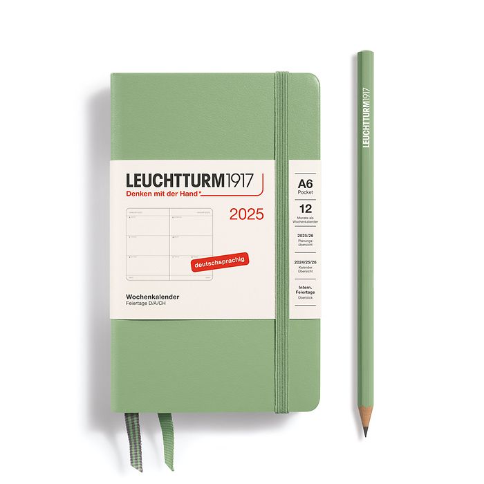 Weekly Planner Pocket (A6) 2025, Sage, German