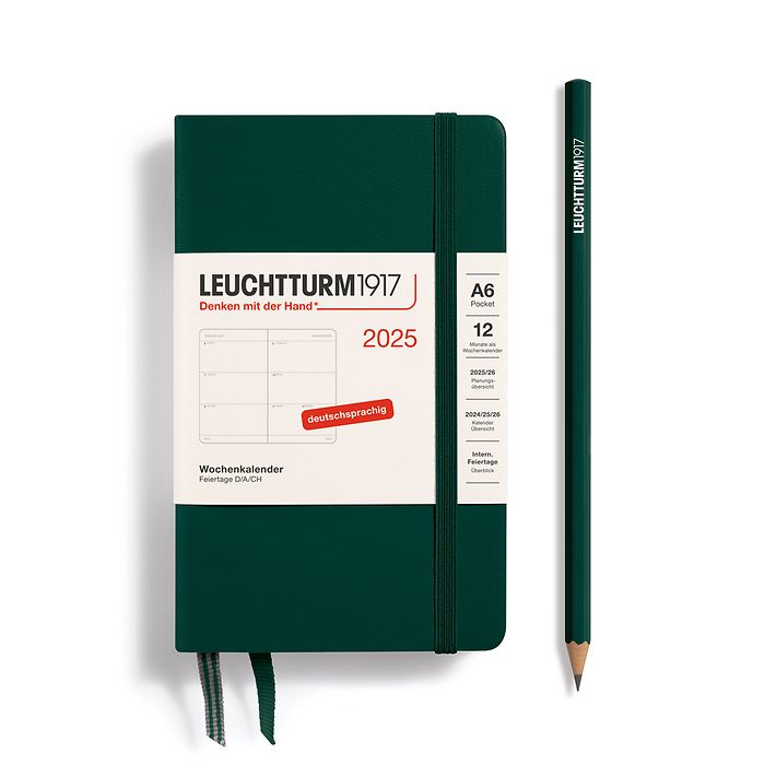 Weekly Planner Pocket (A6) 2025, Forest Green, German