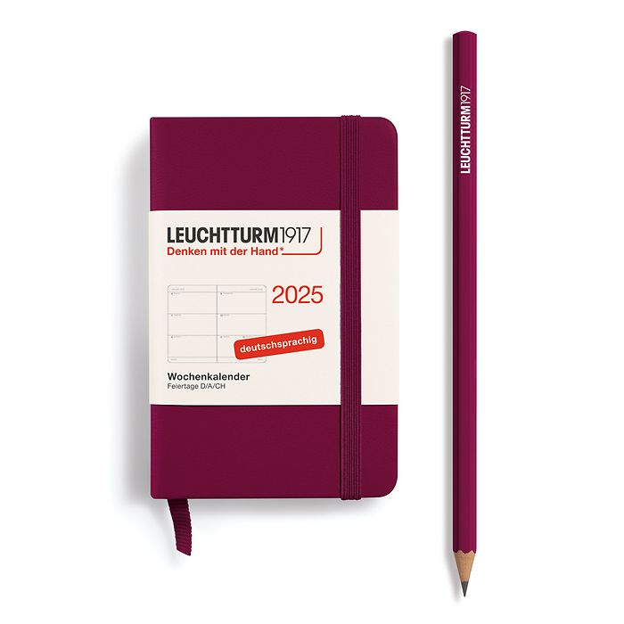 Weekly Planner Mini (A7) 2025, Port Red, German