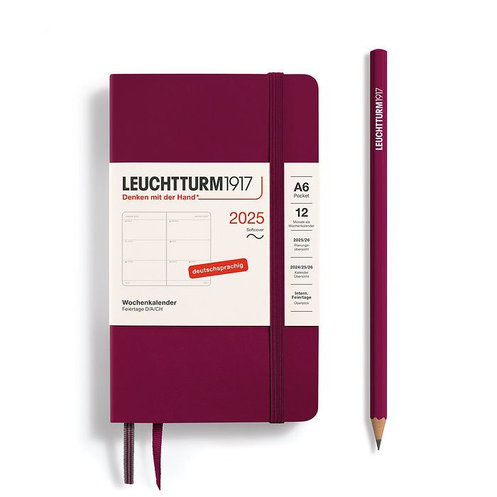 Weekly Planner Pocket (A6) 2025, Softcover, Port Red, German