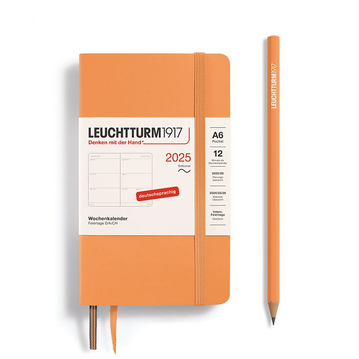 Weekly Planner Pocket (A6) 2025, Softcover, Apricot, German