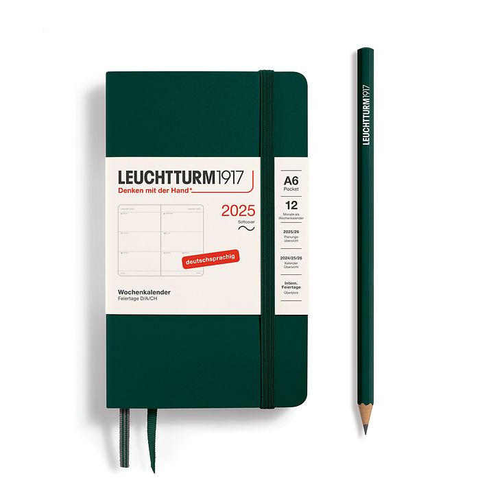 Weekly Planner Pocket (A6) 2025, Softcover, Forest Green, German