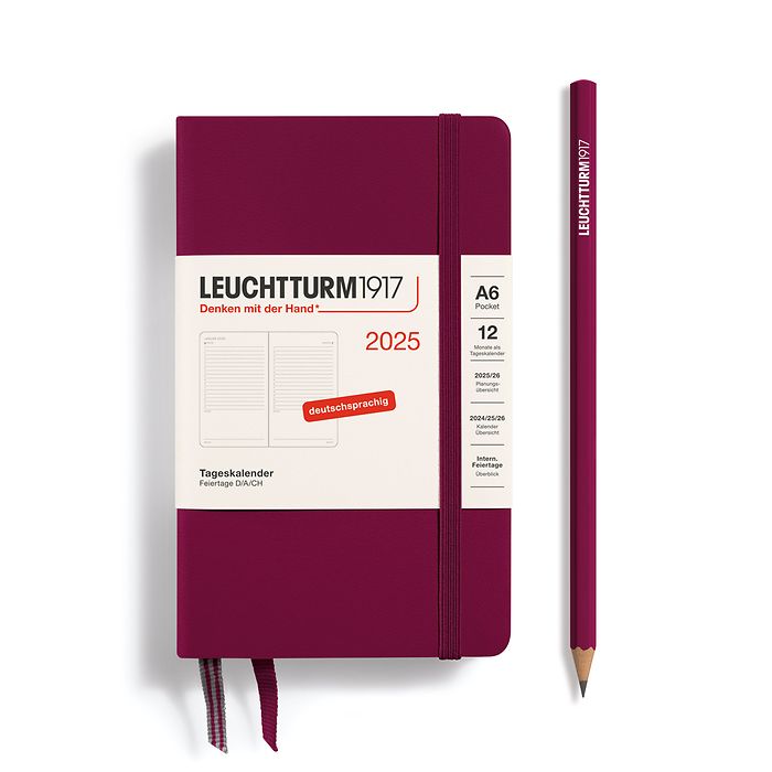 Daily Planner Pocket (A6) 2025, Port Red, German