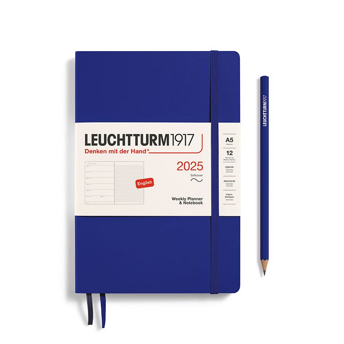 Weekly Planner & Notebook Medium (A5) 2025, Softcover, Ink,  English