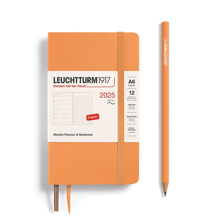 Weekly Planner & Notebook Pocket (A6) 2025, Softcover, Apricot, English