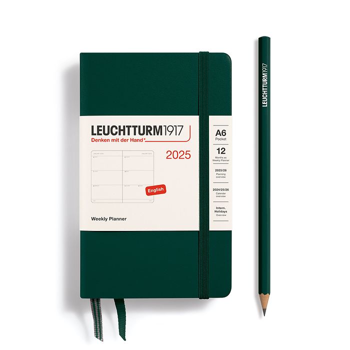 Weekly Planner Pocket (A6) 2025, Forest Green, English