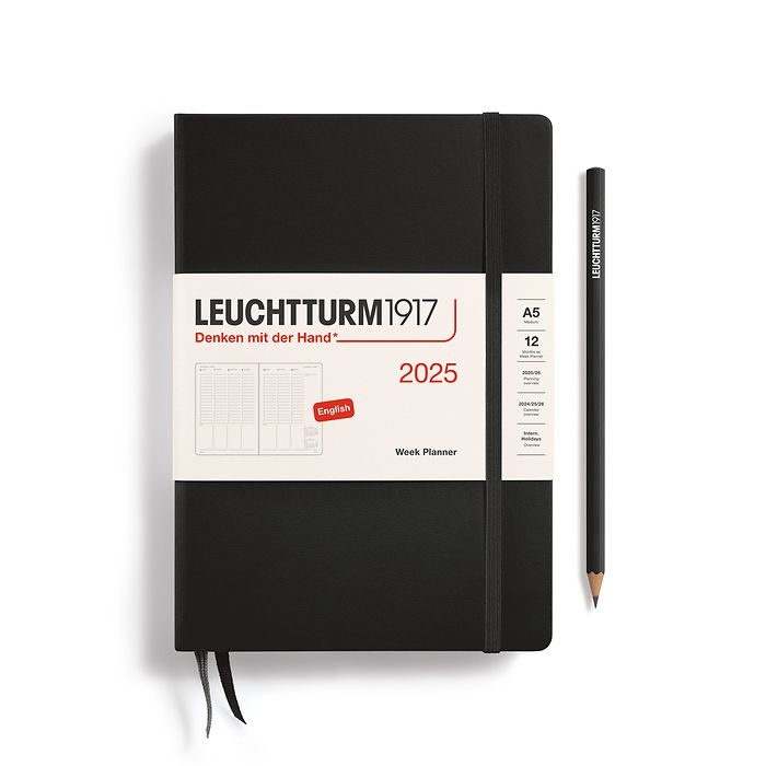 Week Planner Medium (A5) 2025, Black, English