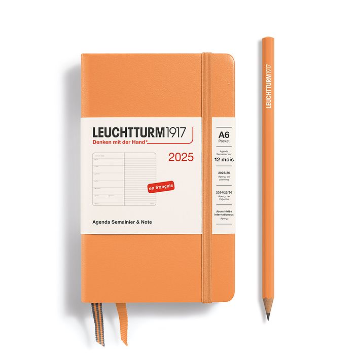 Weekly Planner & Notebook Pocket (A6) 2025, Apricot, French