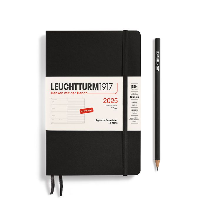 Weekly Planner & Notebook Paperback (B6+) 2025, Softcover, Black, French