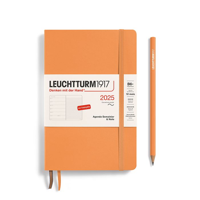 Weekly Planner & Notebook Paperback (B6+) 2025, Softcover, Apricot, French