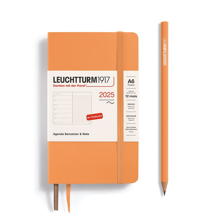 Weekly Planner & Notebook Pocket (A6) 2025, Softcover, Apricot, French