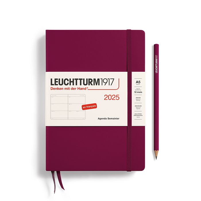 Weekly Planner Medium (A5) 2025, Port Red, French