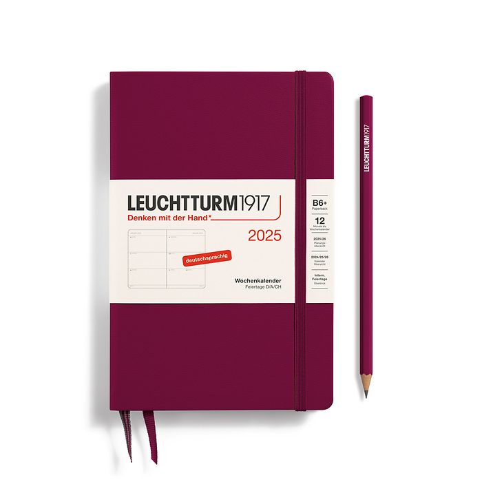 Weekly Planner Paperback (B6+) 2025, Port Red, German