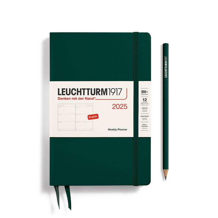 Weekly Planner Paperback (B6+) 2025, Forest Green, English