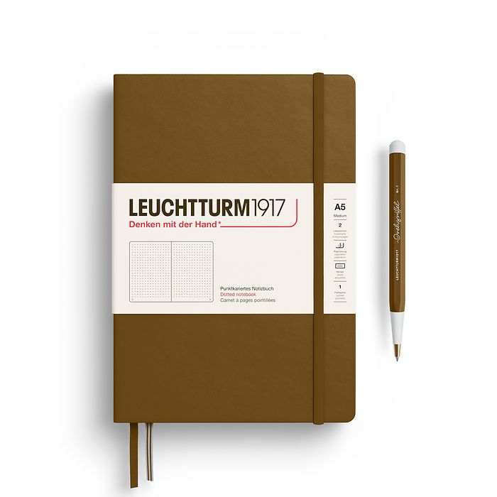 Notebook Medium (A5), Hardcover, 251 numbered pages, Spice Brown, dotted