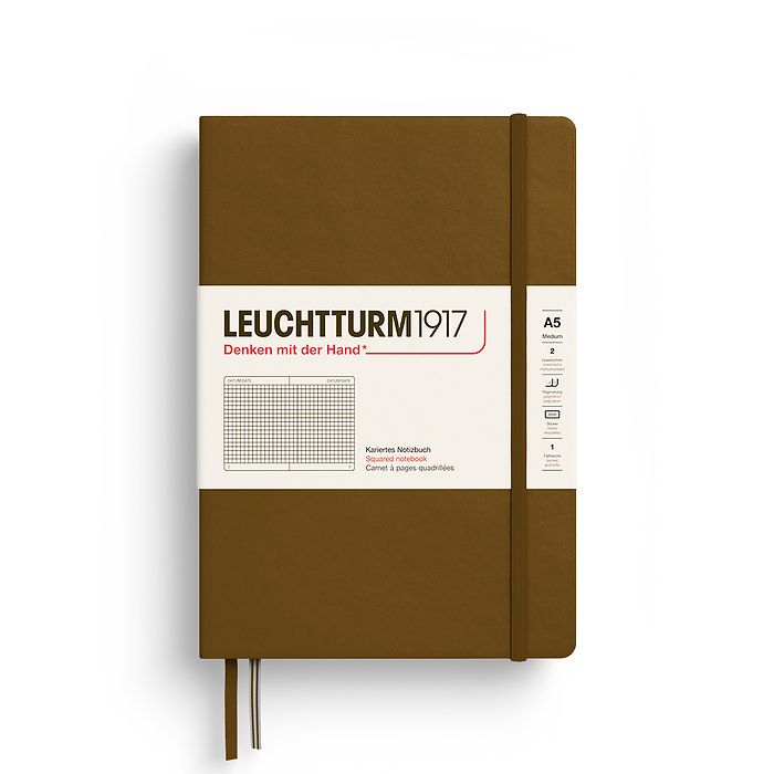 Notebook Medium (A5), Hardcover, 251 numbered pages, Spice Brown, squared