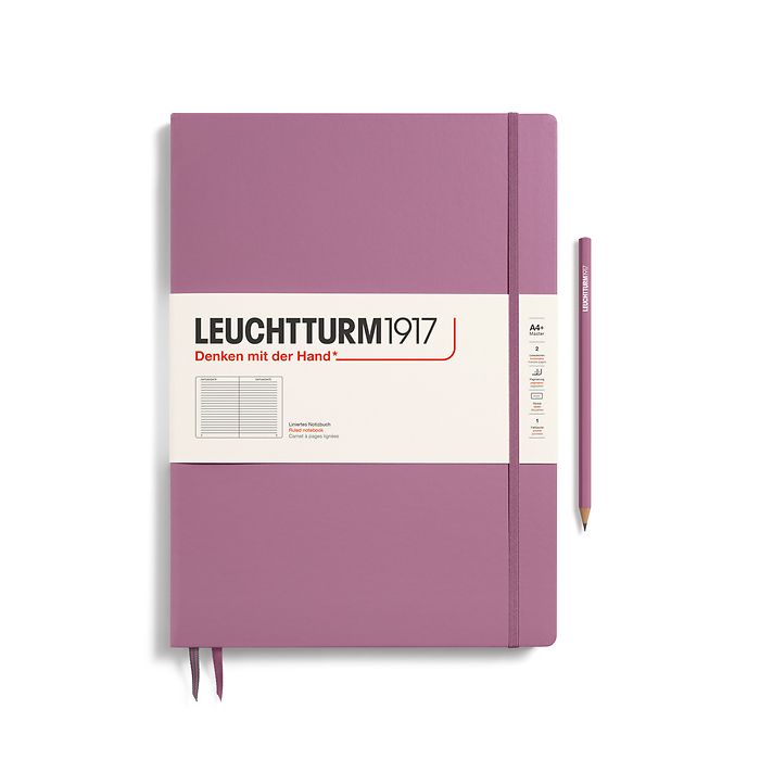 Notebook Master Slim (A4+), Hardcover, 123 numbered pages, Dusty Rose, ruled