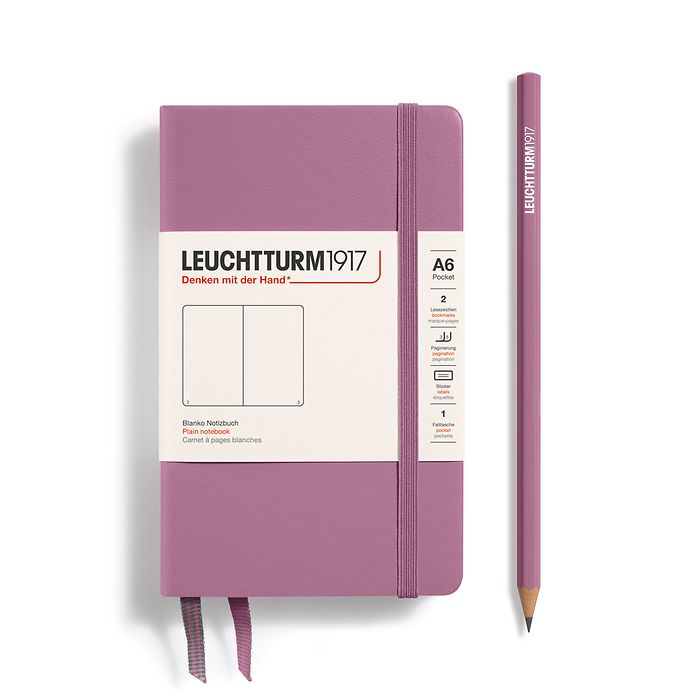 Notebook Pocket (A6), Hardcover, 187 numbered pages, Dusty Rose, plain