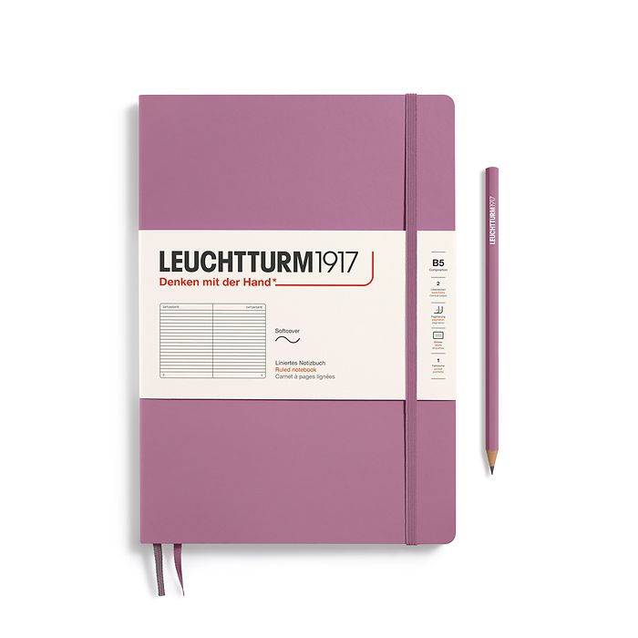 Notebook Composition (B5), Softcover, 123 numbered pages, Dusty Rose, ruled